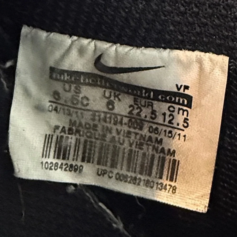 Nike Air Force 1 Crib Toddler‎ Shoes Black Leather Lace Up Size 6.5C Sneakers